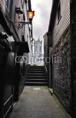 Small street with steps in Kilkenny historical centre