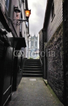 Naklejki Small street with steps in Kilkenny historical centre