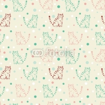 Naklejki Cute funny seamless pattern with cats