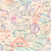 Obrazy i plakaty Passport Stamps Seamless texture