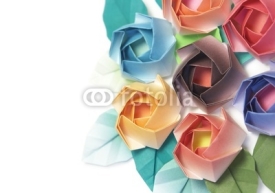 Fototapety 7 origami roses decoration on a white background
