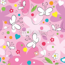 Fototapety butterflies and flowers pattern