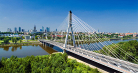 Naklejki Bridge in Warsaw over Vistula river