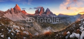 Naklejki Sunset mountain panorama in Italy Dolomites - Tre Cime