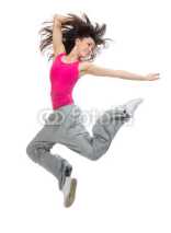 Obrazy i plakaty modern slim hip-hop style teenage girl jumping dancing