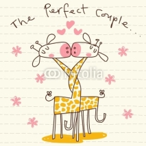 Obrazy i plakaty Vector Cute Giraffe Couple