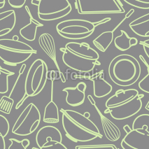 Naklejki seamless background with kitchen utensil