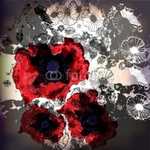 Naklejki glittering poppies on a lace background