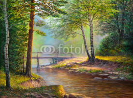 Naklejki Oil painting landscape