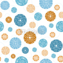 Naklejki Vector abstract blue brown vintage circles seamless pattern