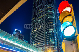 Naklejki Traffic light in modern city