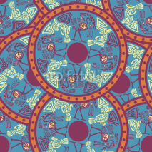 Naklejki Seamless aztec pattern with herons. Vector illustration