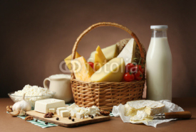 Naklejki Basket with tasty dairy products