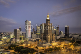 Naklejki Warsaw downtown sunrise aerial view, Poland