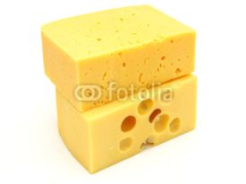 Naklejki piece of cheese isolated on a white background