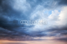 Naklejki Dark blue stormy cloudy sky. Natural photo background