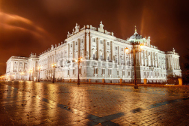 Naklejki Royal Palace of Madrid at night, Spain