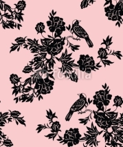 Naklejki Oriental floral and bird patterns