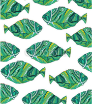 Fototapety background beautiful colorful fish is hand-painted with patterns in green tones