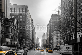 Naklejki Yellow cabs at Upper West Site of Manhattan, New York City