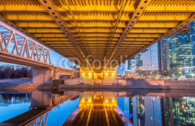 Obrazy i plakaty Evening view of the Dorogomilovsky bridge in Moscow, Russia