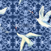 Fototapety Chinese watercolor seamless pattern