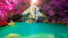 Naklejki wonderful waterfall with colorful tree in thailand