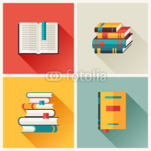 Fototapety Set of book icons in flat design style.