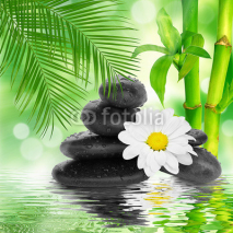 Naklejki spa Background -  black stones and bamboo on water