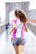 Naklejki City runner - woman running on Brooklyn Bridge