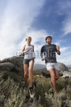 Naklejki Couple preparing for a marathon