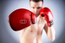 Naklejki Boxing. Fighters glove close-up