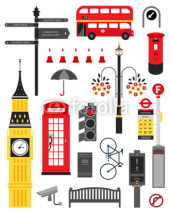 Fototapety London city street icon set