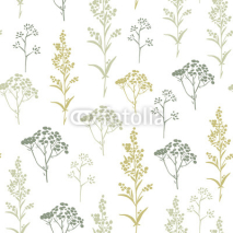 Obrazy i plakaty Seamless hand-drawn floral pattern with herbs