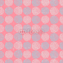 Naklejki Vector floral pattern with beautiful blue circle flowers, made of petals on pink background.