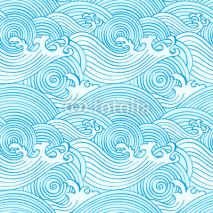 Obrazy i plakaty Japanese seamless waves pattern in ocean colors