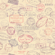 Naklejki postage themed background with vintage stamps (tiling)
