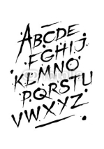 Naklejki Hand drawn ink font. Editable vector alphabet