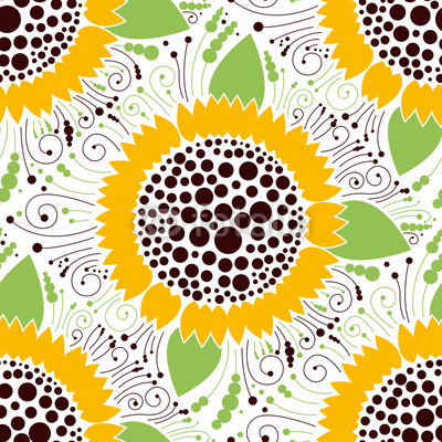 Seamless floral pattern, sunflower