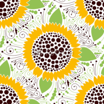 Naklejki Seamless floral pattern, sunflower