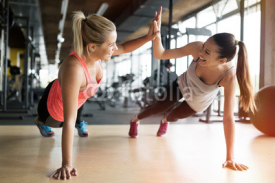 Fototapety Beautiful women working out in gym