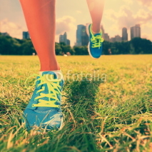 Naklejki Healthy lifestyle runner - running shoes on woman