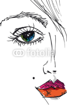 Naklejki Sketch of beautiful woman face. Vector illustration
