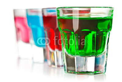 various colorful liquors