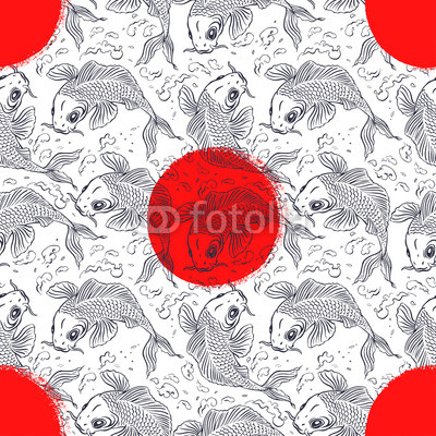 seamless background with Japanese carps