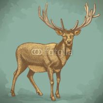 Fototapety vector engraving of reindeer retro style