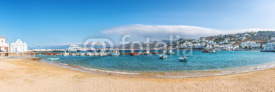 Fototapety Panoramic view of old harbour in Mykonos town