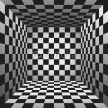 Naklejki Plaid room, black and white cell, 3d chess board, vector design background