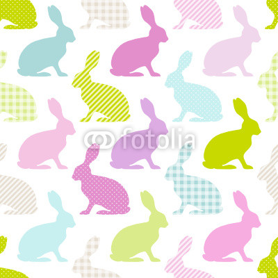 Seamless Pattern Bunnies Stripes/Dots/Check Pastel
