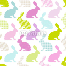 Obrazy i plakaty Seamless Pattern Bunnies Stripes/Dots/Check Pastel